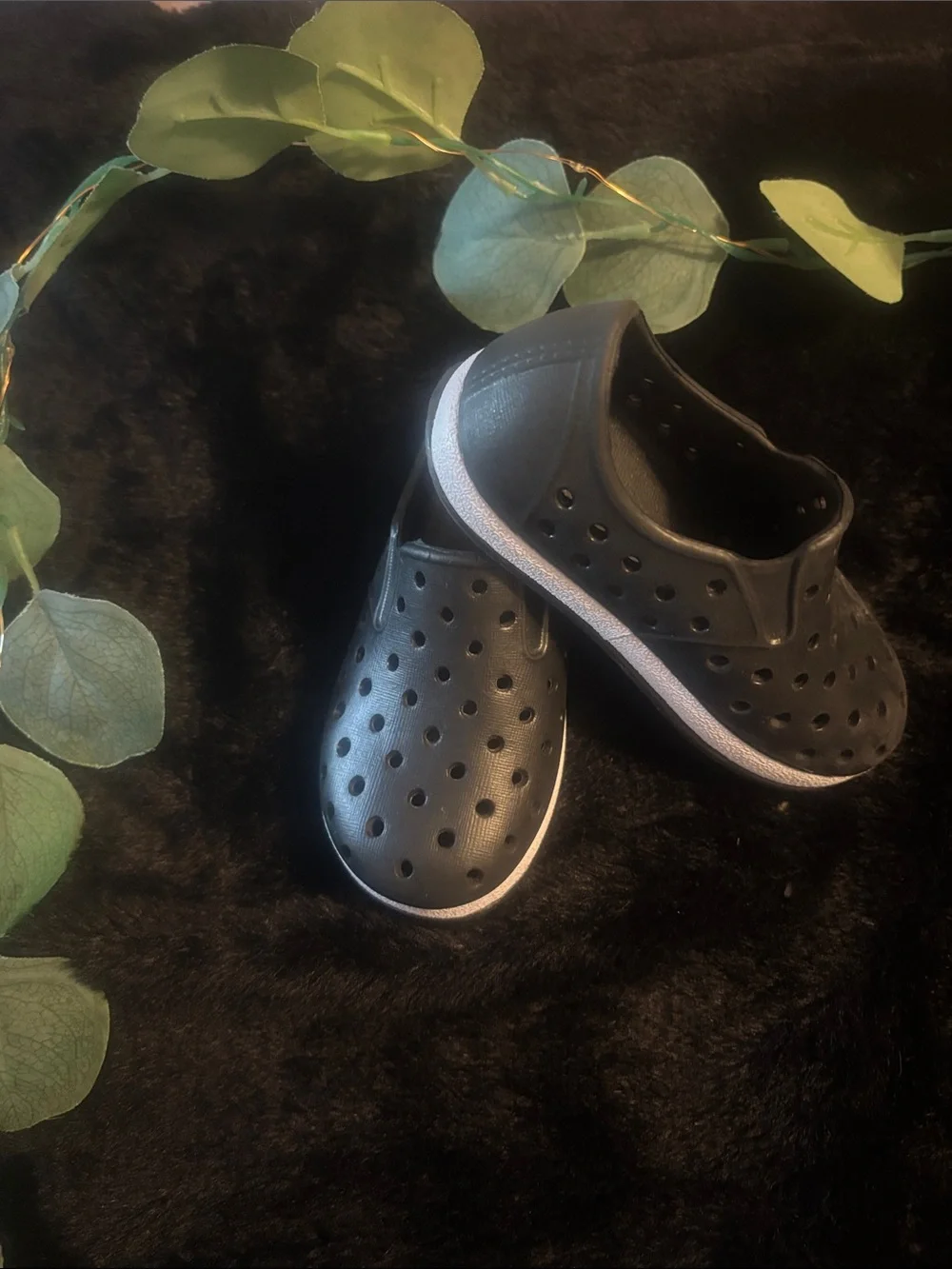Cat & Jack Black Kids Slip-On Clogs with White Trim